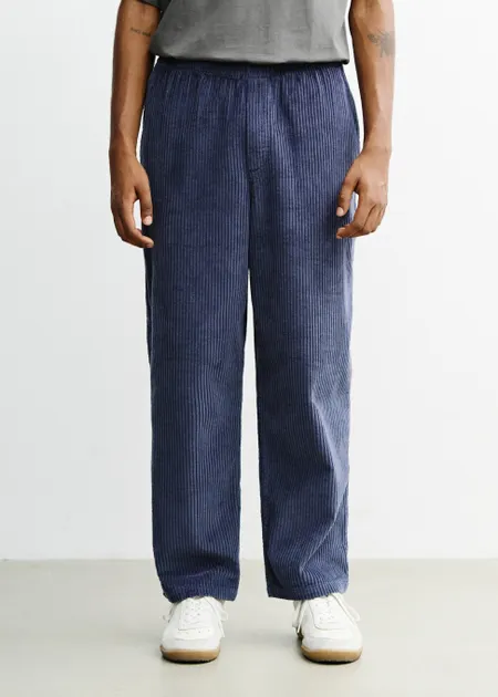 Pantalon ample velours en coton bio | bleu "Cord wide pant - ash blue", Rotholz