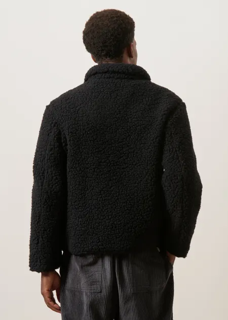 Veste Sherpa en laine et coton bio | noir "Sherpa jacket - true black", Rotholz, photo 4