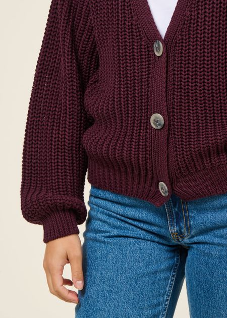 Gilet en coton bio | bordeaux "lena - cherry lacquer" - Jan'n June