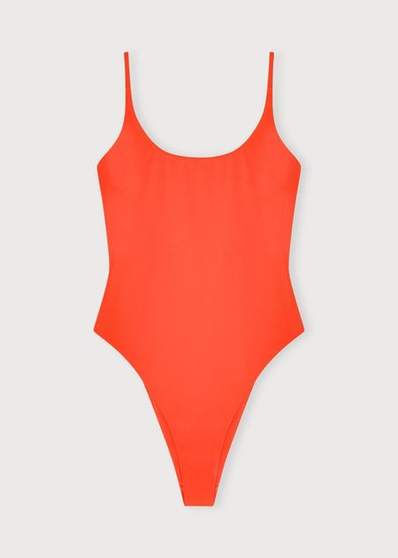 Maillot une pièce en matières recyclées | orange "swim open back one-piece - blood orange", Organic Basics, photo 5