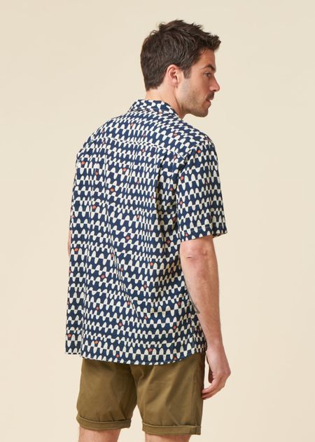 Chemise en coton bio et ecovero | multicolore "sunset aloha shirt navy" - Brava Fabrics