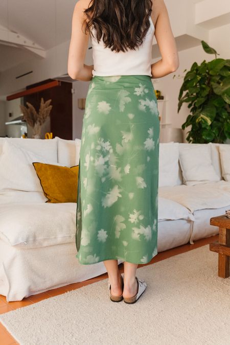 Jupe longue en coton bio et lyocell | vert "tipia kora skirt", Thinking Mu, photo 4