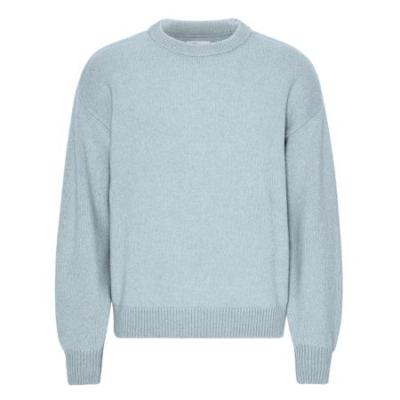 Pull ample en laine mérinos recyclée | bleu clair "oversized merino wool crew - polar blue"