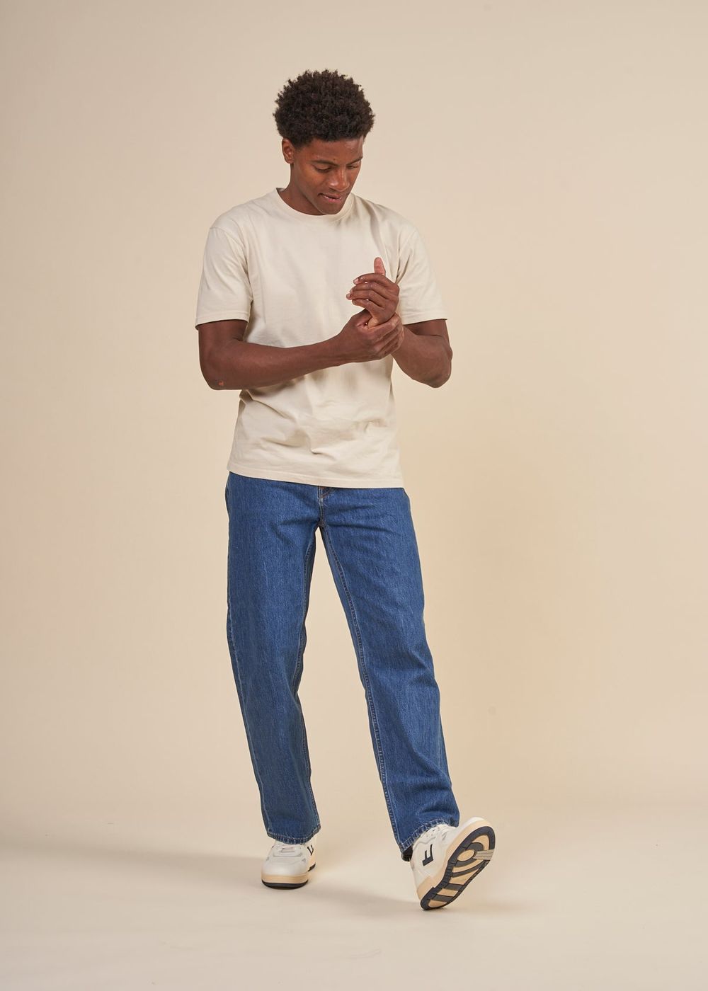 Jean droit en coton bio | bleu 