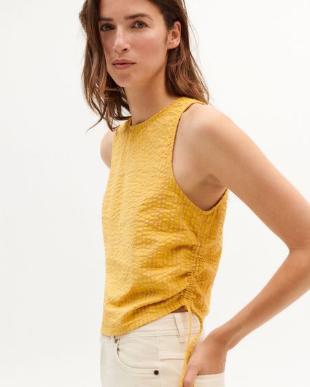 Top jaune seersucker en coton bio - yellow seersucker florence top