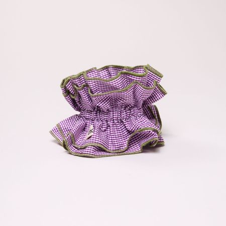 Maxi chouchou en matière upcyclée | vichy violet - bord vert