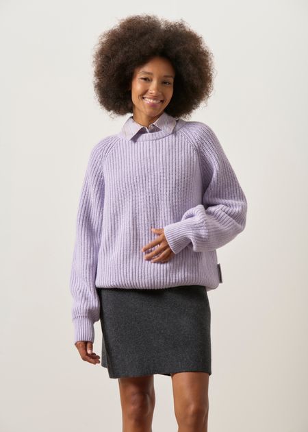 Pull ample en coton et laine biologique | violet "Rib knit sweater - moonlit lilac" - Armedangels