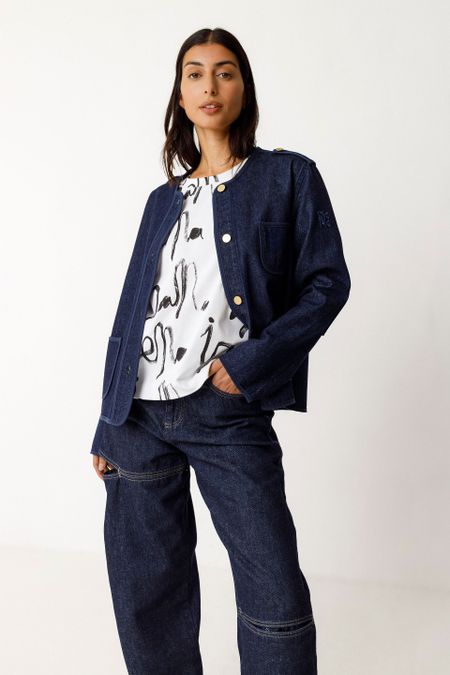 Veste denim en coton bio | bleu foncé "aiku" - SKFK