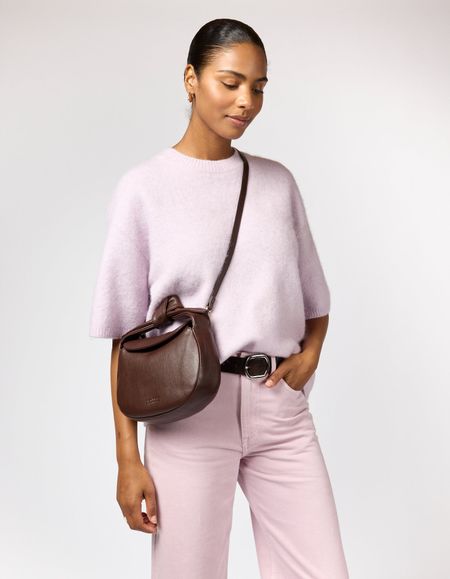 Sac à main en cuir certifié | chocolat " coco croissant chocolate soft grain leather" - O My Bag