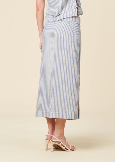 Wickelrock aus Bio-Baumwolle | gestreift "wrap skirt - multi stripe", Rotholz, Foto 4