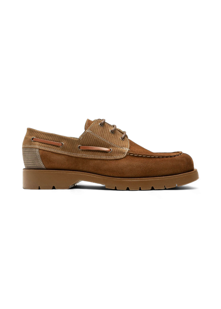 Derbies made in france en cuir de velours certifié | marron "donato cord cognac marron kaki"