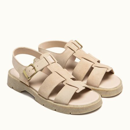 Sandales made in france en cuir suède certifié | beige "sandales ballast v beige" - Kleman