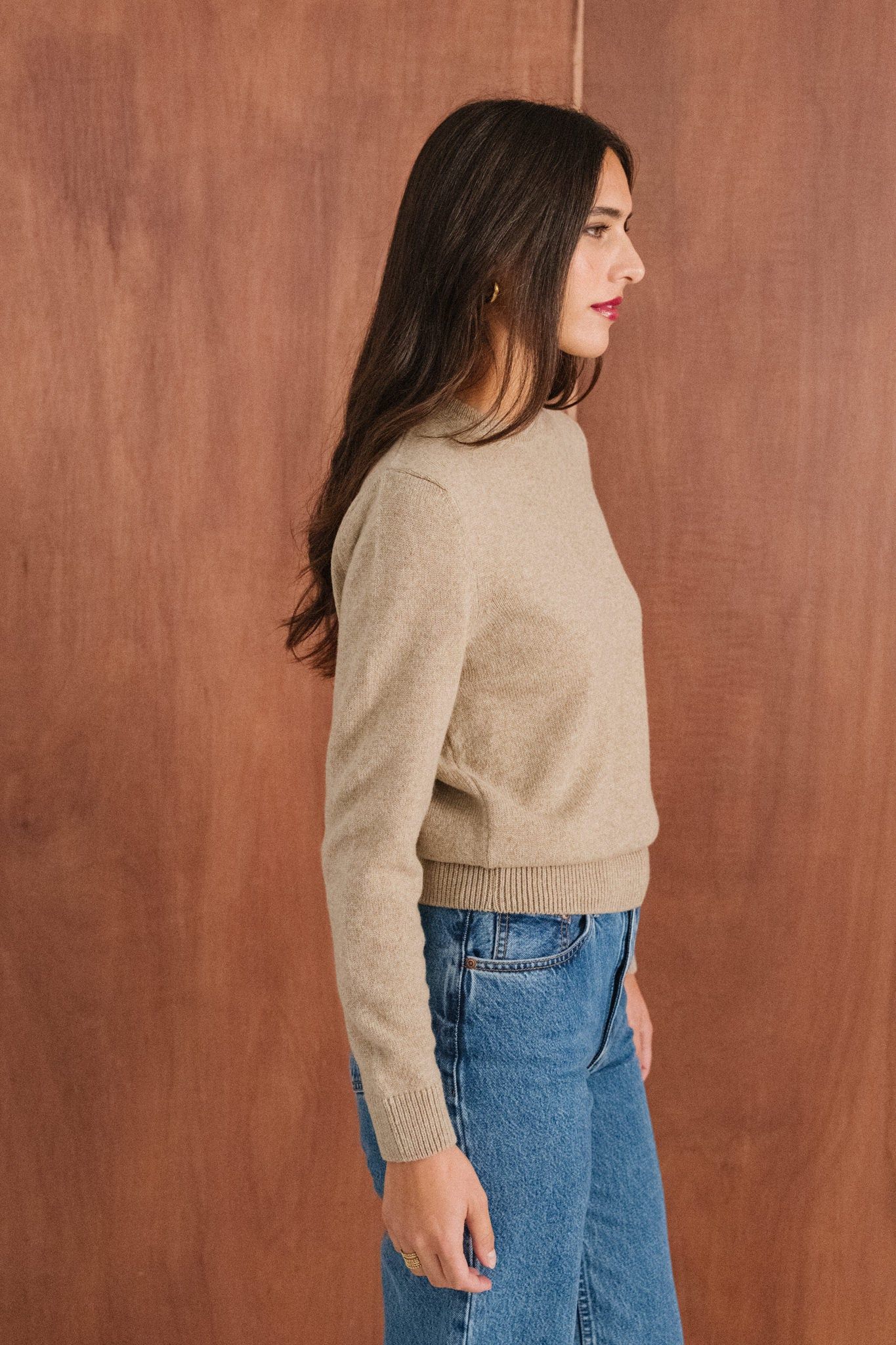 Pull droit en laine mérinos recyclée | beige, WeDressFair, photo 5