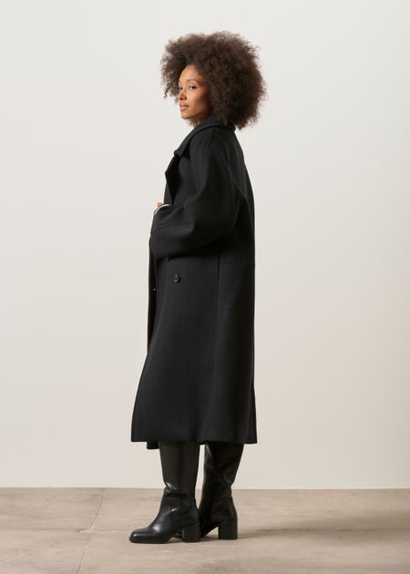 Langer Mantel aus recycelter Wolle | Schwarz "Wool double-breasted coat", Armedangels, Foto 6
