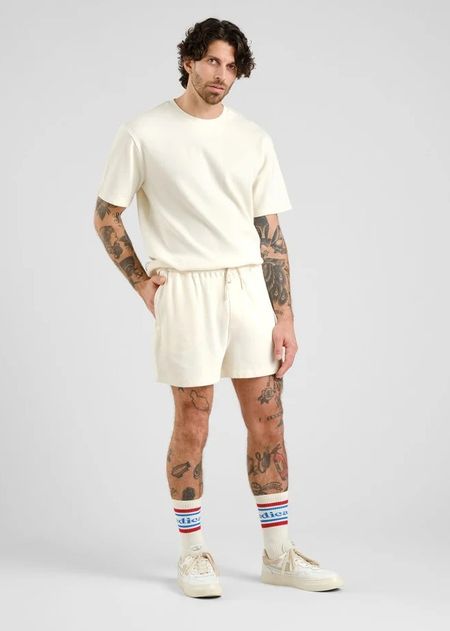 Short en coton bio piqué | écru "essingen waffle off-white - whisper white" - Dedicated