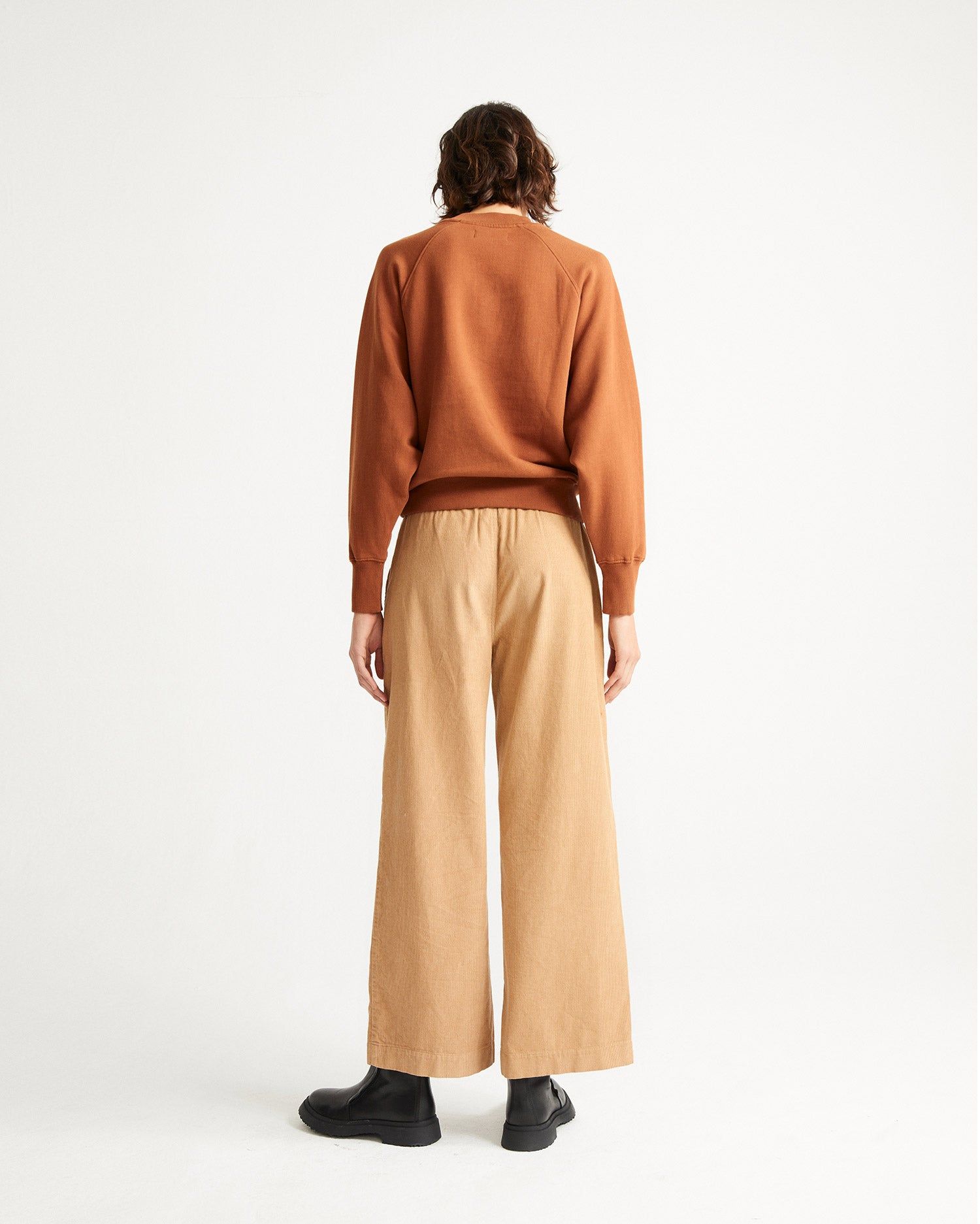 Pantalon large camel en coton bio - maia camel, Thinking Mu, photo 3