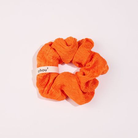 Chouchou en matière upcyclée | orange "jacquard cloqué orange - grand" - Chou²