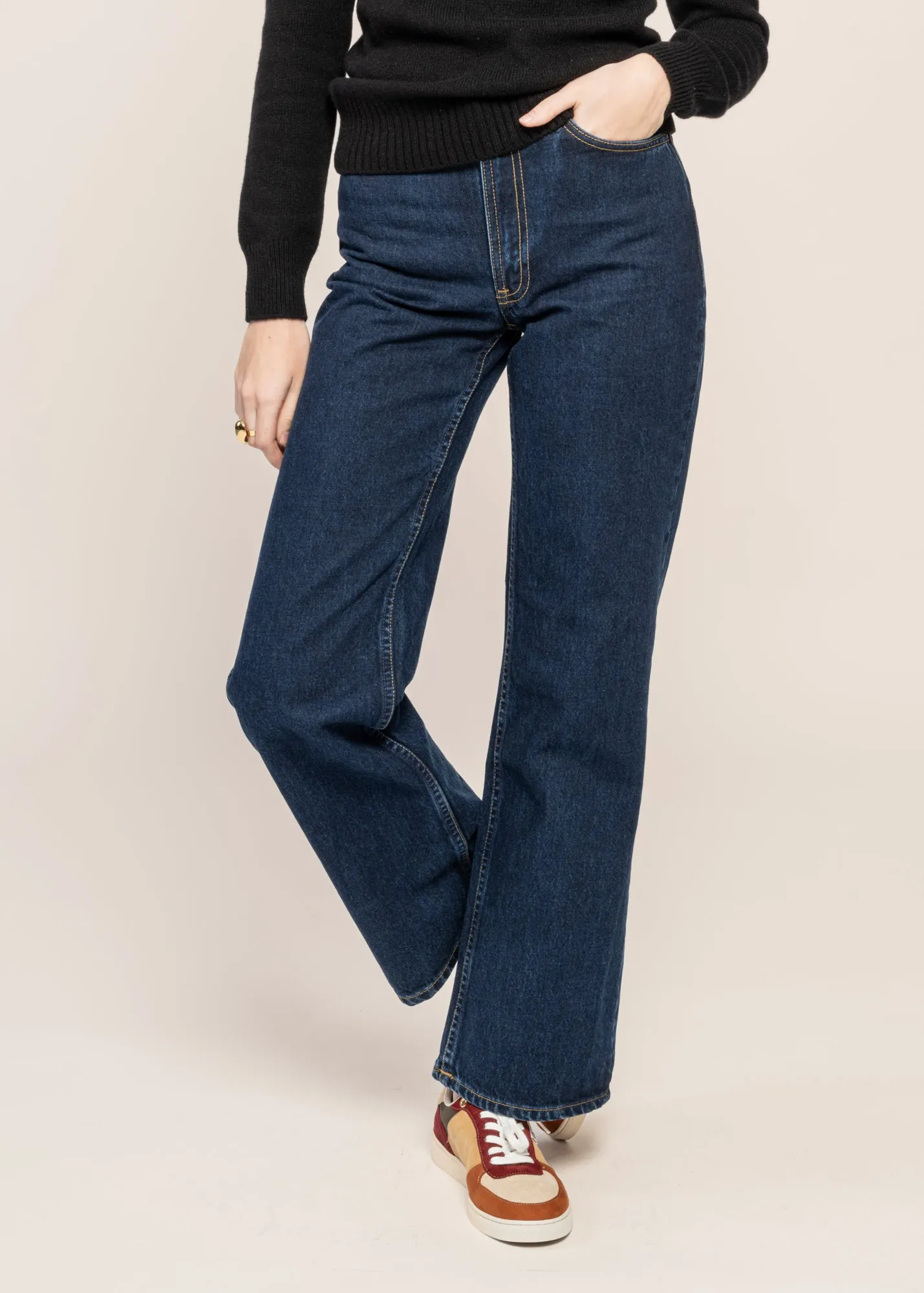Jean droit large en coton bio | bleu foncé "clean eileen indigo dipped", Nudie Jeans, photo 1