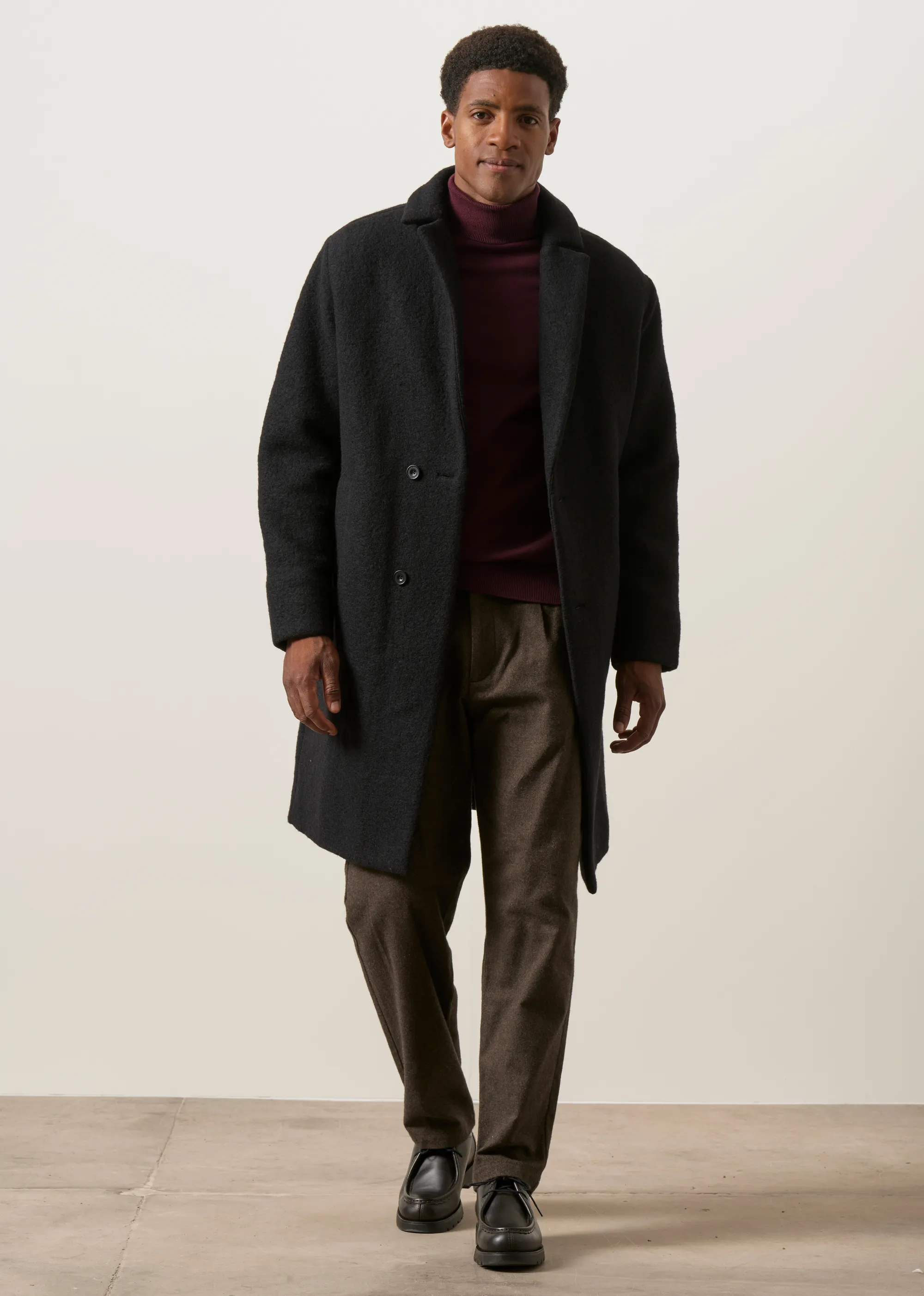 Manteau long en laine bio | noir "Formal coat - true black", Rotholz, photo 3