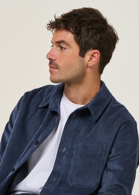Surchemise velours en coton bio | bleu "cord casual shirt organic cotton - stone blue", Rotholz, photo 3