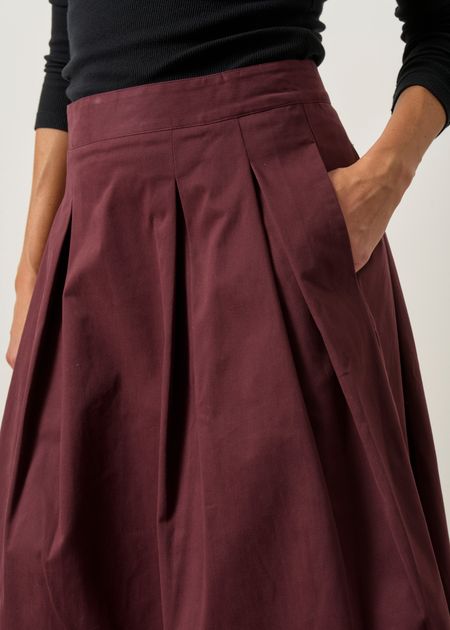 Jupe midi évasée en coton biologique | marron "eloisa - chocolat", SKFK, photo 5