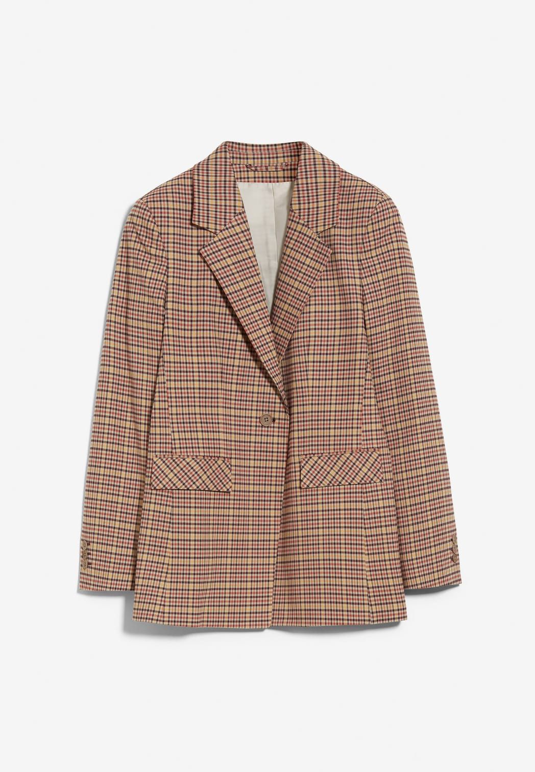 Blazer à carreaux en coton mélangé - andreaa tartan kitt-fudge, Armedangels, photo 5