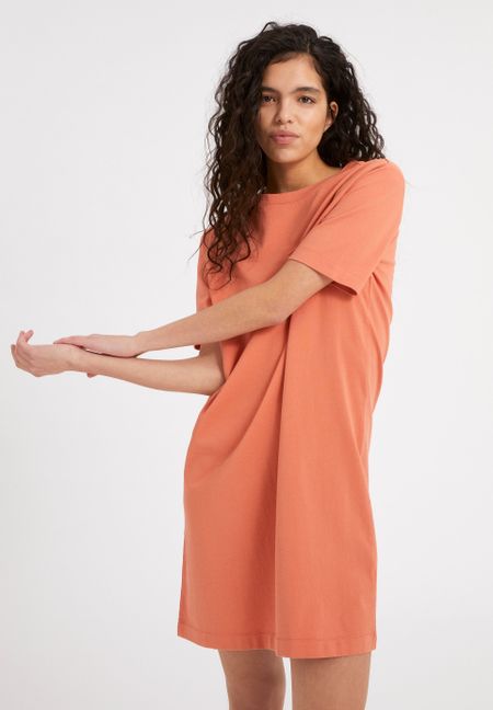 Robe t-shirt mandarine en coton bio - kleaa