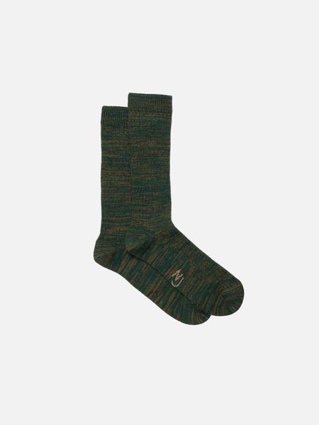 Chaussettes en coton bio | vert "rasmusson women rib sock - green melange"