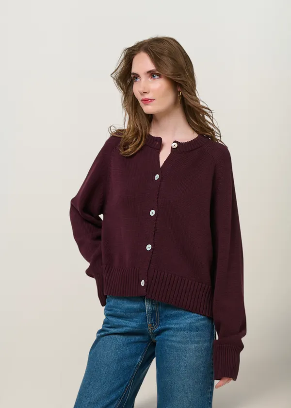 Gilet en coton bio | aubergine "sivia", Jan'n June