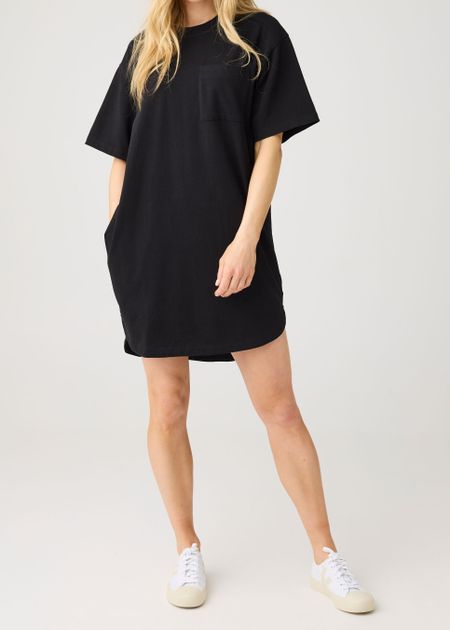 Robe t-shirt en coton bio | noir "pocket t-shirt dress - black jet"