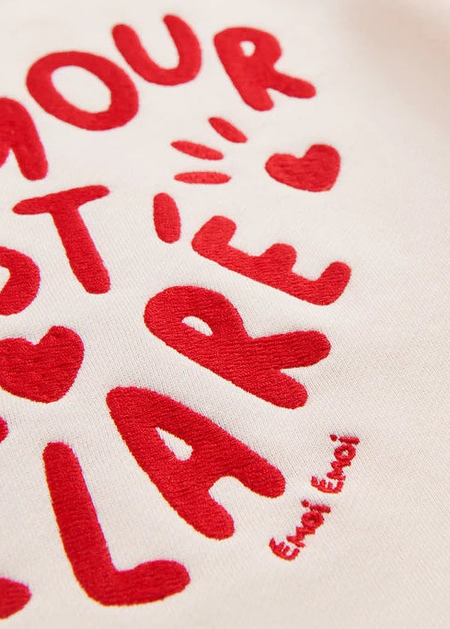 Sweat brodé en coton bio | crème "l'amour est déclaré", émoi émoi, photo 5
