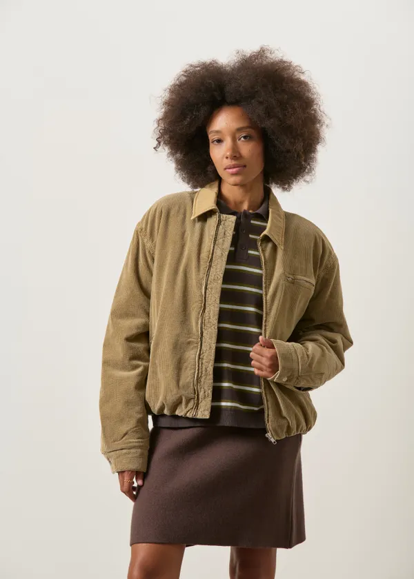 Veste doublée en velours coton bio | camel "Padded cord iconic å jacket", Armedangels