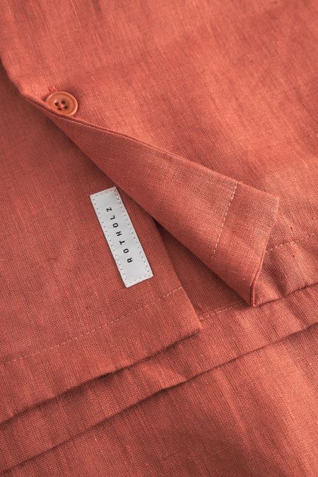 Kurzarmhemd aus Bio-Baumwolle | Rot "bowling shirt - dusty red", Rotholz, Foto 4