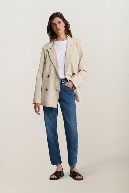 Jean mom en coton biologique et en tencel | bleu "Caroline lewisboro mid used"