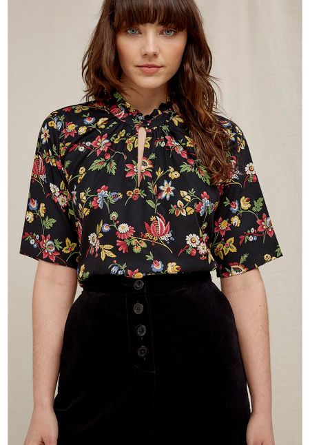 Blouse manches 3/4 imprimé fleuri  en tencel - jardin print