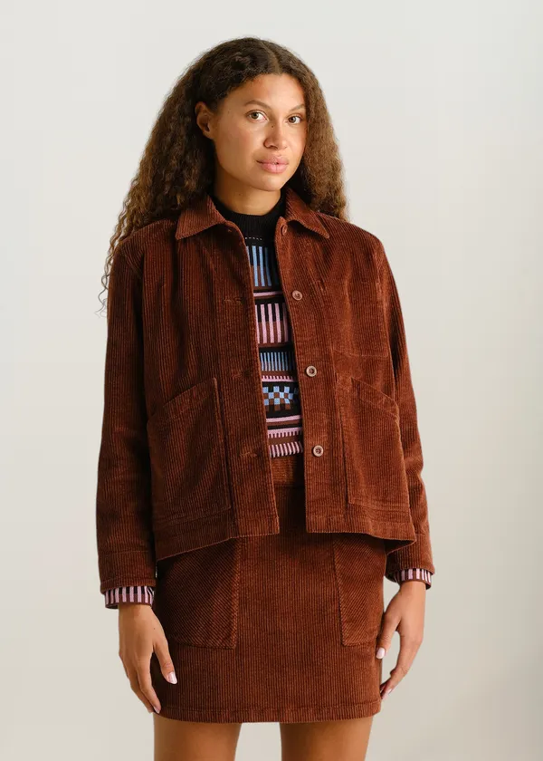 Veste velours en coton bio | marron "Jacket stiby corduroy cappuccino brown", Dedicated