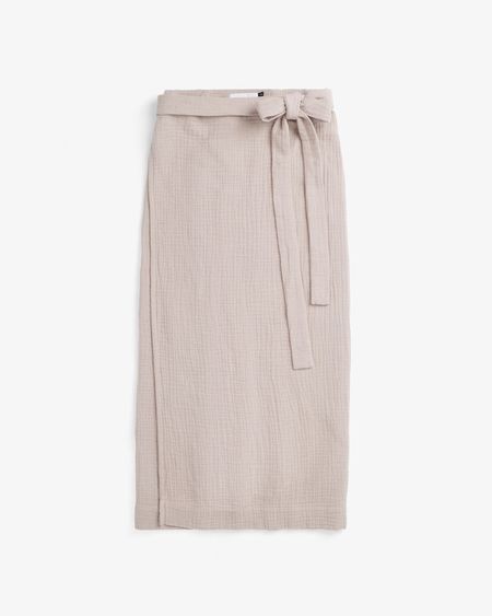 Wickelrock aus Bio-Baumwollgaze | Ecru "wrap skirt - washed sand", Rotholz, Foto 5