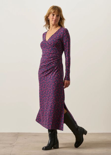 Robe longue en viscose EcoVero | imprimée "Bonnie"