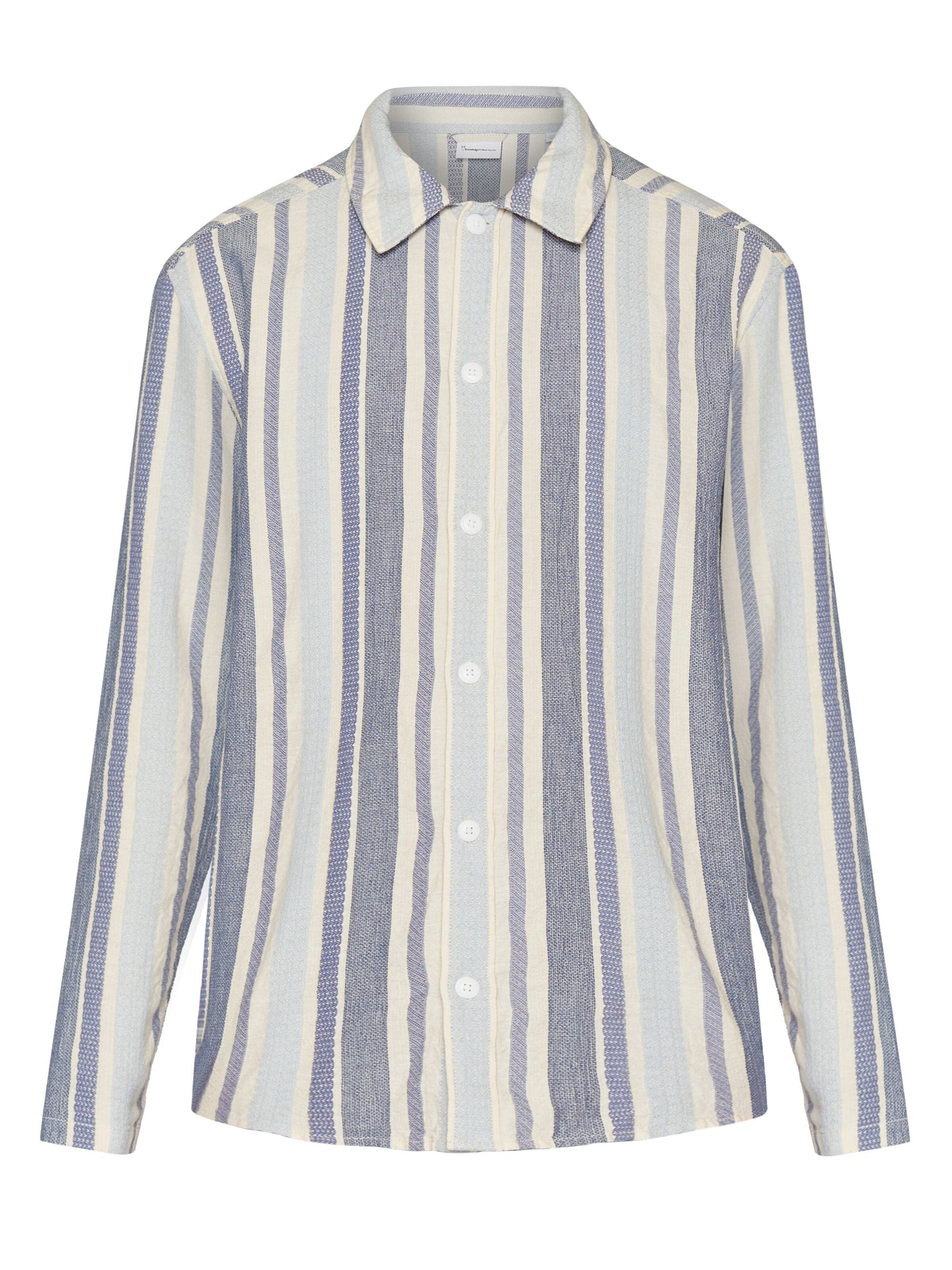 Hemd aus Bio-Baumwolle | Blau gestreift "loose jacquard woven striped shirt blue stripe", Knowledge Cotton Apparel, Foto 5