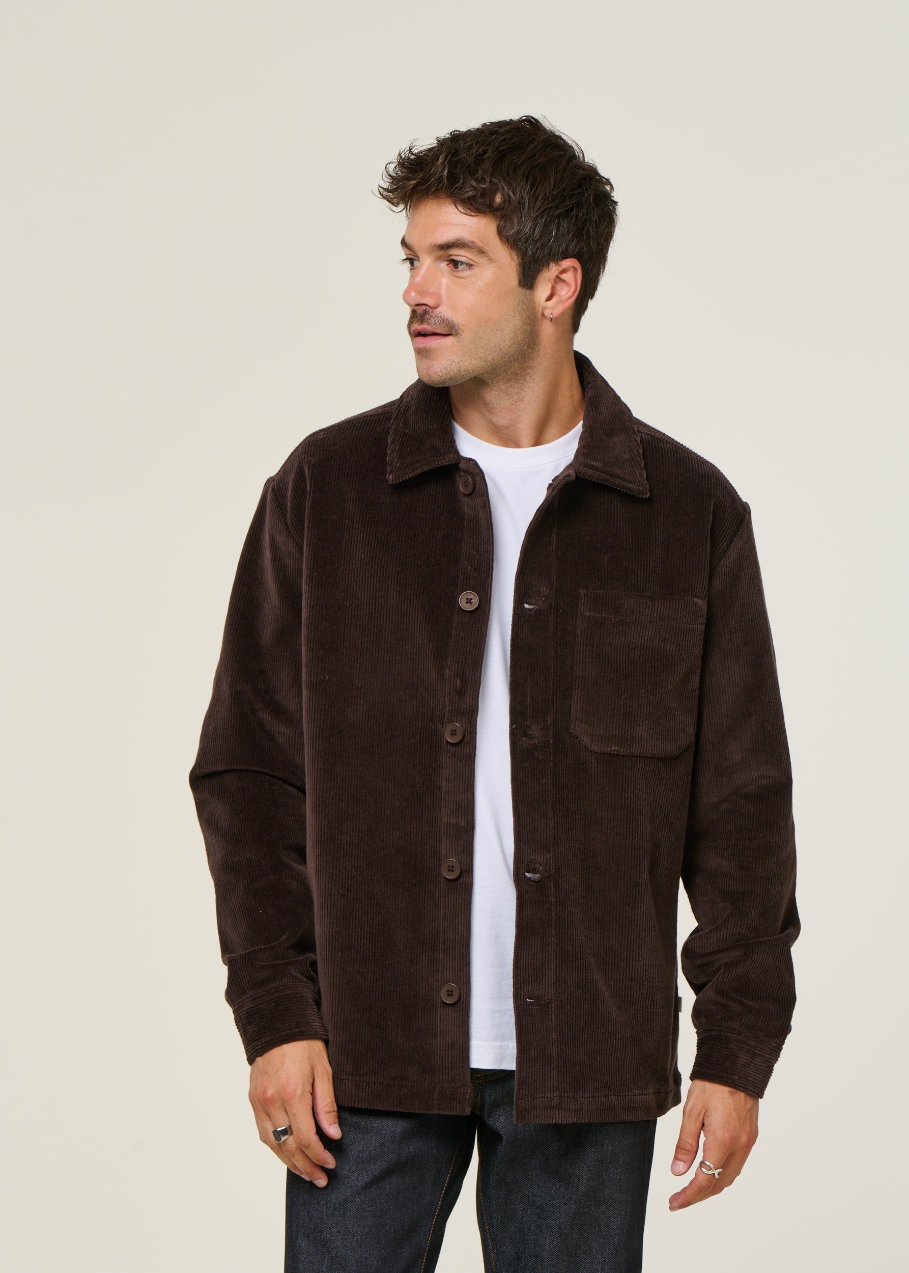 Veste velours en coton bio | marron "corduroy overshirt - chocolate torte", Knowledge Cotton Apparel, photo 3