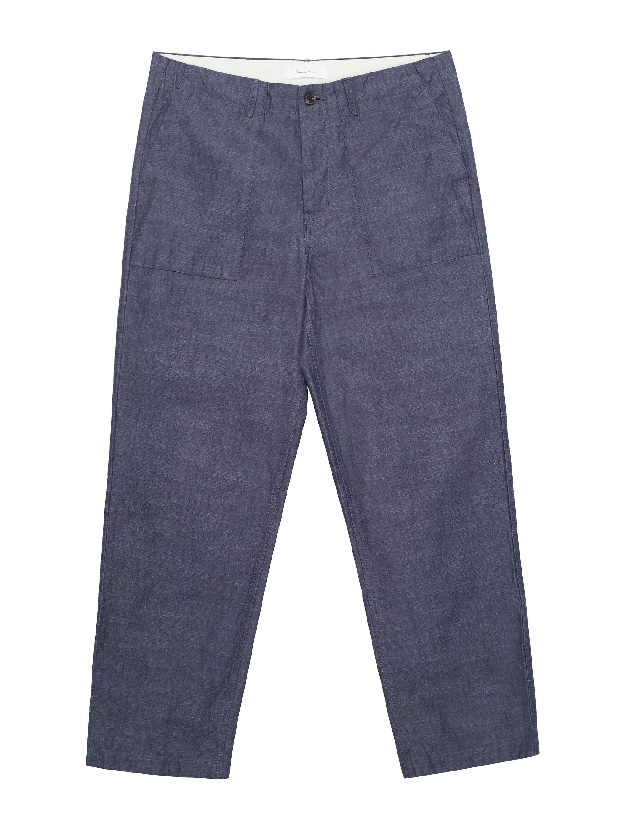 Pantalon léger ample en coton bio | bleu denim "flint wide slub yarn pants night sky", Knowledge Cotton Apparel, photo 5