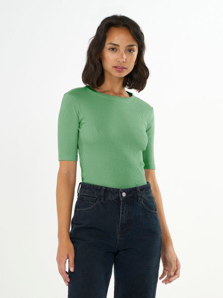 T-shirt en coton bio | vert "rib t-shirt shale green"