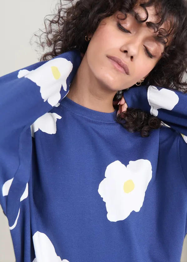 Sweat en coton bio | bleu "sky - fleur bleue", émoi émoi