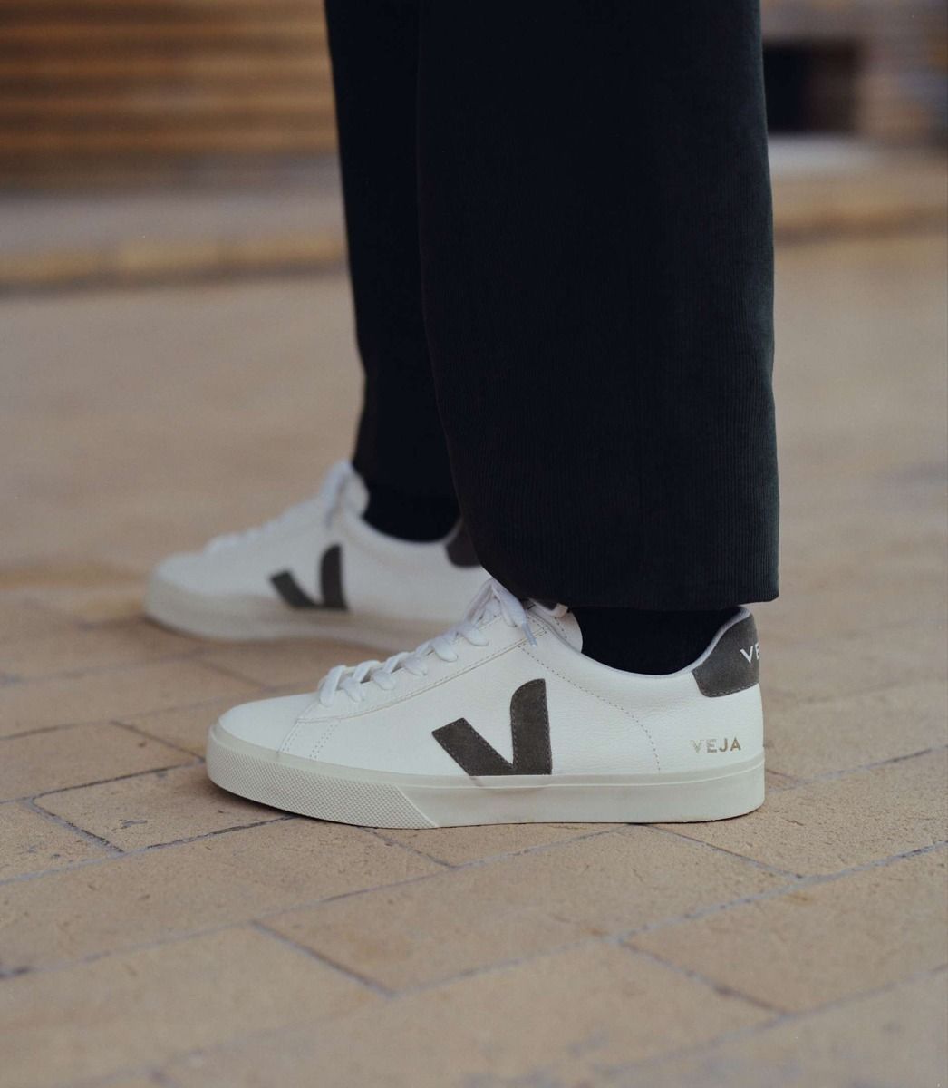 Baskets en cuir certifié | blanc et kaki "campo chromefree leather extra white kaki", Veja, photo 4