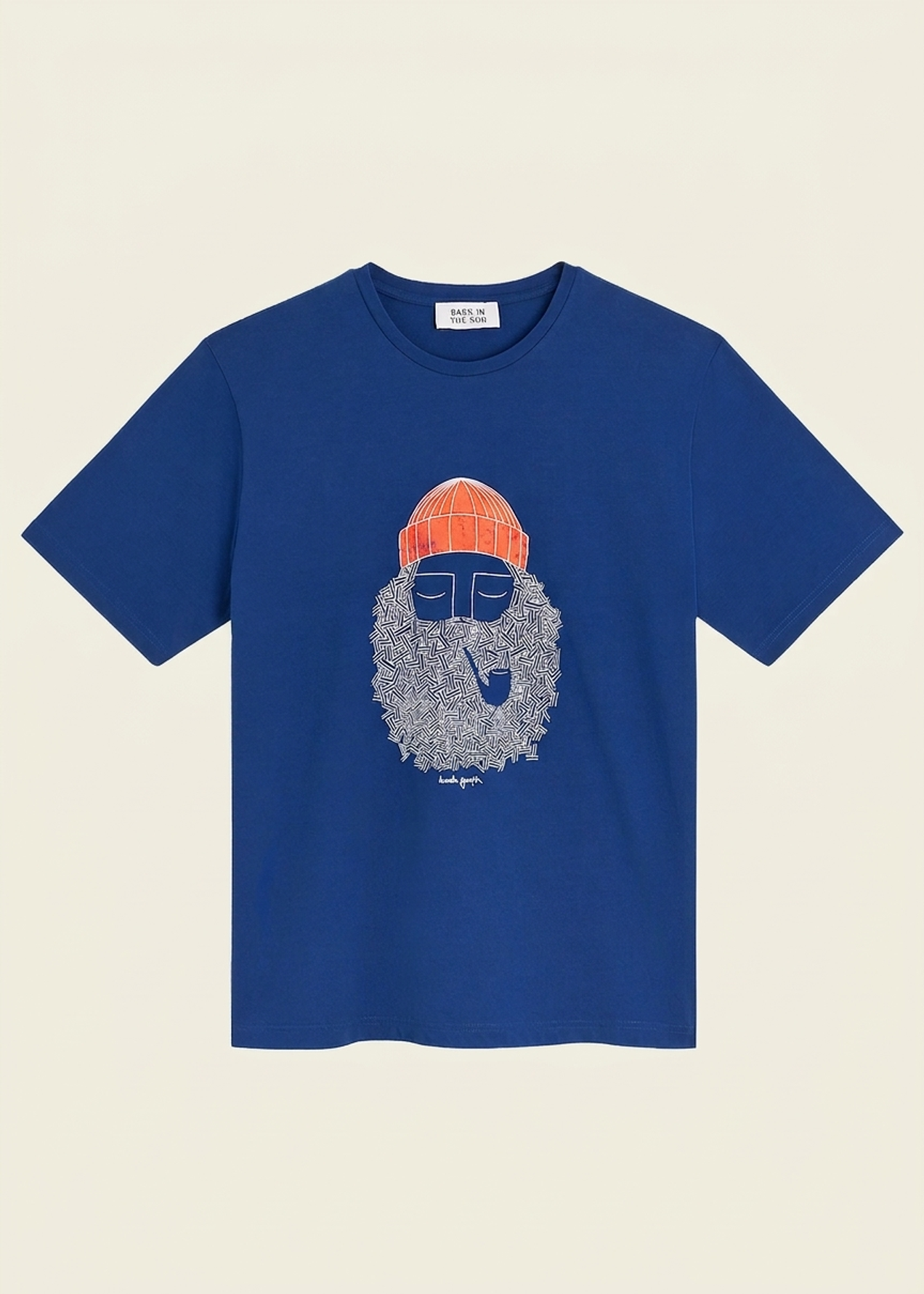 T-shirt imprimé en coton bio | bleu "cobalt smoking pipe tee - cobalt", Bask in the Sun, photo 1