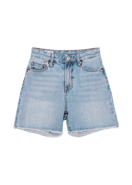 Short en denim de coton bio | bleu délavé "liora short blue reef super light used"