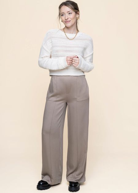 Pantalon ample en ecovero | beige "jonvaalie - shiitake"