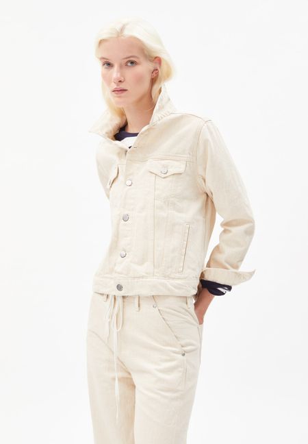 Veste blanc cassé en coton bio et recyclé non teint - velitaa undyed - undyed