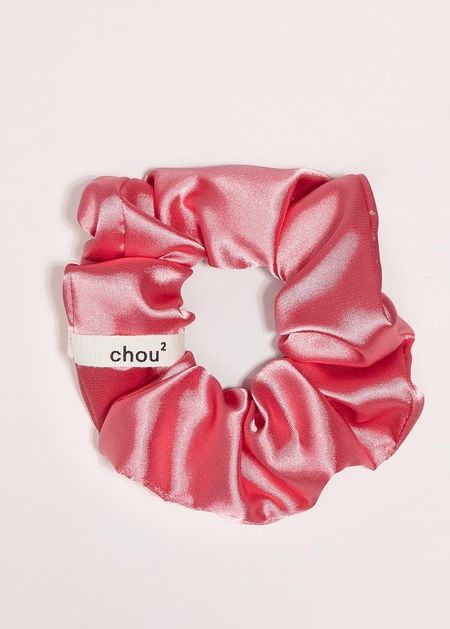 Chouchou en matière upcyclée | satin corail - orange
