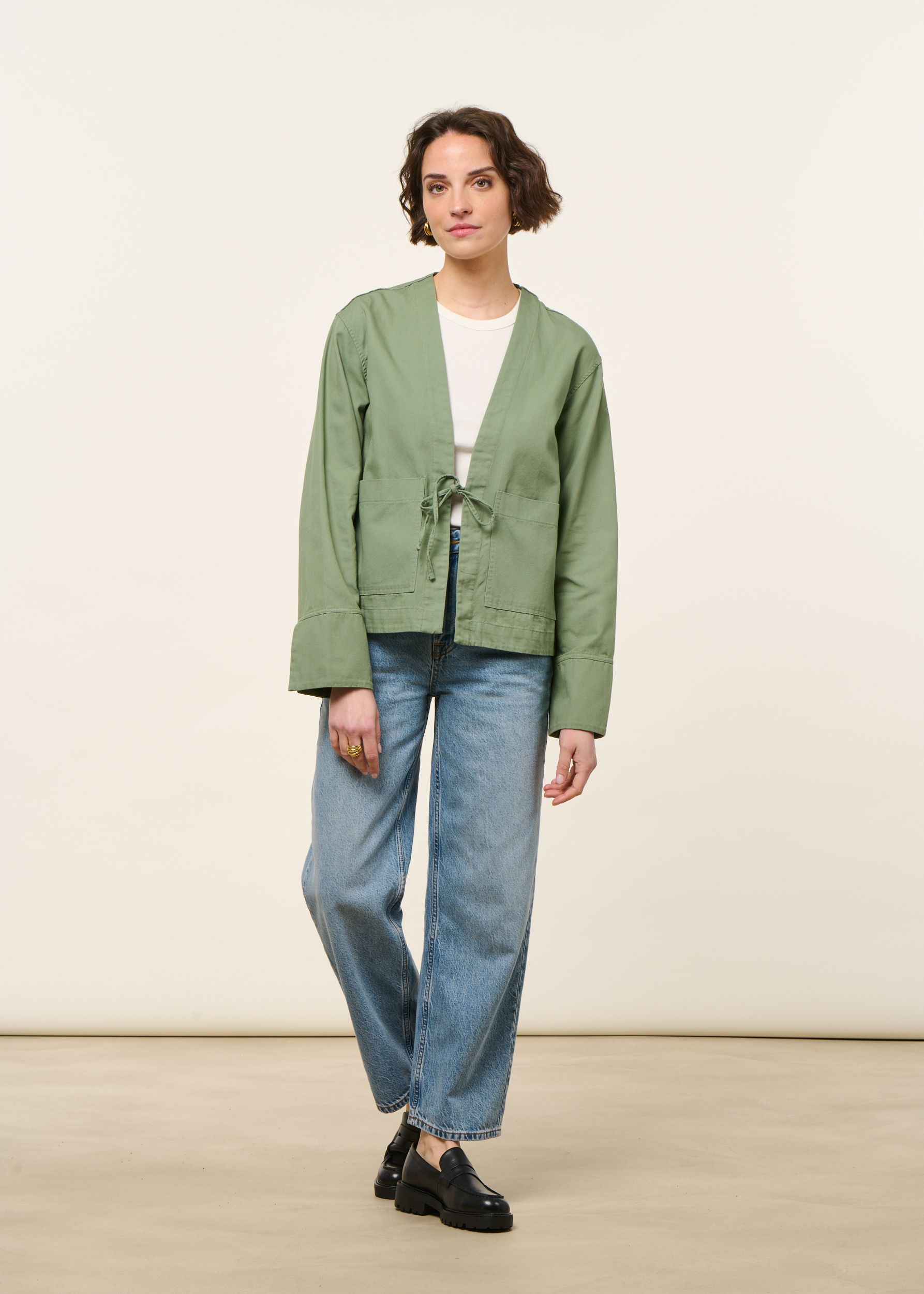 Leichte Jacke aus Bio-Baumwolle | Grün "Kimono jacket organic cotton - leaf green", Rotholz, Foto 6